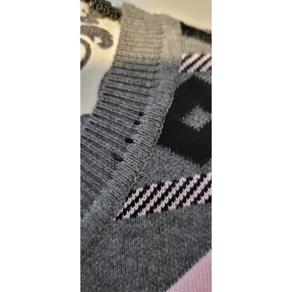 English Factory Mixed Media Sweater Vest  Women's Sz S Gray/Pink - Picture 6 of 12